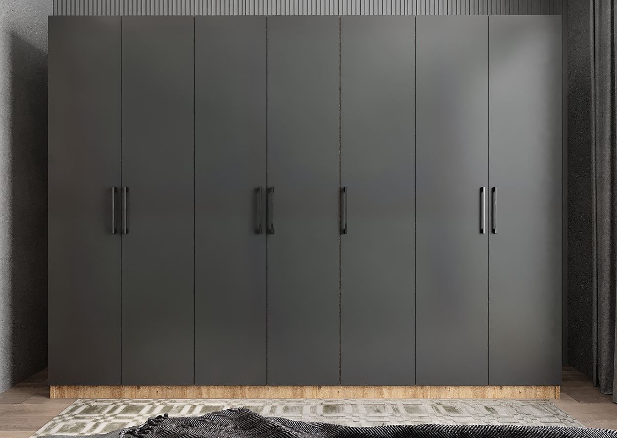 Harika 7 Kapaklı Dolap Gardırop Çam Füme - Ücretsiz Kurulum