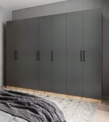 Harika 7 Kapaklı Dolap Gardırop Çam Füme - Ücretsiz Kurulum