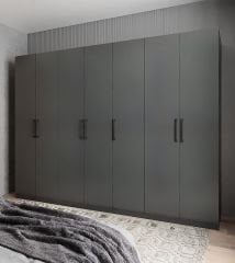 Harika 7 Kapaklı Dolap Gardırop Füme - Ücretsiz Kurulum