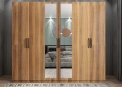 Kayra 6 Kapaklı Gardırop Dolap Ceviz - Ücretsiz Kurulum