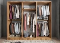 Kayra 6 Kapaklı Gardırop Dolap Ceviz - Ücretsiz Kurulum