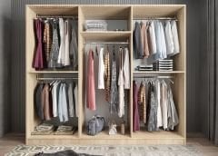 Kayra 6 Kapaklı Gardırop Dolap Meşe - Ücretsiz Kurulum