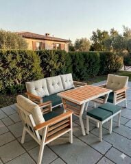 Olivia Metal Bahçe Balkon Teras Koltuk Takımı 3+1+1+Masa+2 adet Puf