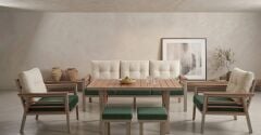 Olivia Metal Bahçe Balkon Teras Koltuk Takımı 3+1+1+Masa+2 adet Puf