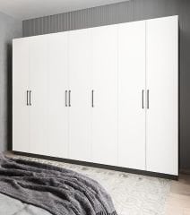 Melisa 7 Kapaklı Dolap Gardırop Füme Beyaz - Ücretsiz Kurulum