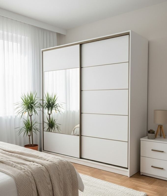 Toprak Sürgülü Dolap Gardırop 200 cm  - Montaj Dahil-Byz