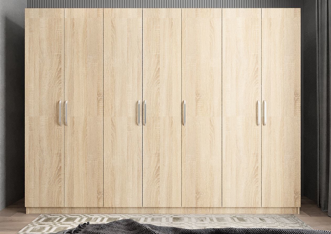 Melisa 7 Kapaklı Dolap Gardırop Meşe - Ücretsiz Kurulum