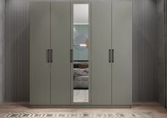 Kristal 5 Kapaklı Dolap Gardırop Füme - Ücretsiz Kurulum