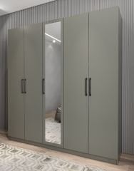 Kristal 5 Kapaklı Dolap Gardırop Füme - Ücretsiz Kurulum