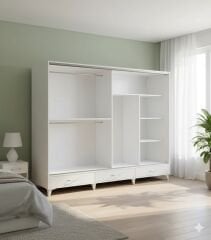Güneş Sürgülü Dolap Gardırop 200 cm  - Montaj Dahil-Byz