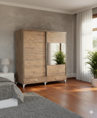 Güneş Sürgülü Dolap Gardırop 180 cm  - Montaj Dahil-Aç