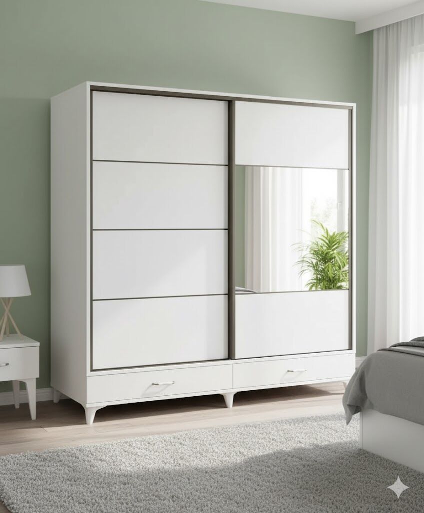Güneş Sürgülü Dolap Gardırop 180 cm  - Montaj Dahil-Byz