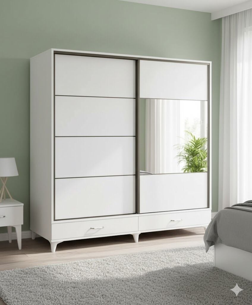 Güneş Sürgülü Dolap Gardırop 180 cm  - Montaj Dahil-Byz