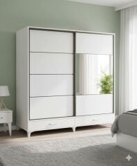 Güneş Sürgülü Dolap Gardırop 180 cm  - Montaj Dahil-Byz