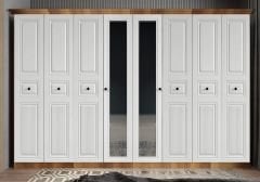 Sementa Membran 8 Kapaklı 4 Çekmeceli Dolap Gardırop Montaj Dahil - Ceviz Beyaz