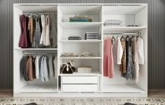 Vino Sürgü Kapaklı Dolap Gardırop Beyaz 180 cm - Ücretsiz Kurulum