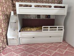 Cupra Tamamı Mdf Lake Boyalı Yavrulu 3 lü Ranza Beyaz-Altın Ücretsiz Kurulum