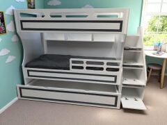 Michael Tamamı Mdf Lake Boyalı Yavrulu 3 lü Ranza Beyaz-Gri Ücretsiz Kurulum