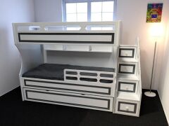 Michael Tamamı Mdf Lake Boyalı Yavrulu 3 lü Ranza Beyaz-Gri Ücretsiz Kurulum