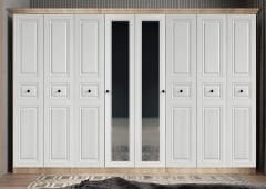 Sementa Membran 8 Kapaklı 4 Çekmeceli Dolap Gardırop Montaj Dahil - Meşe Beyaz