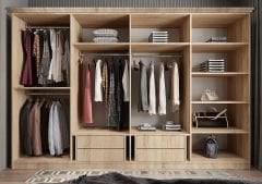 Sementa Membran 8 Kapaklı 4 Çekmeceli Dolap Gardırop Montaj Dahil - Meşe Beyaz