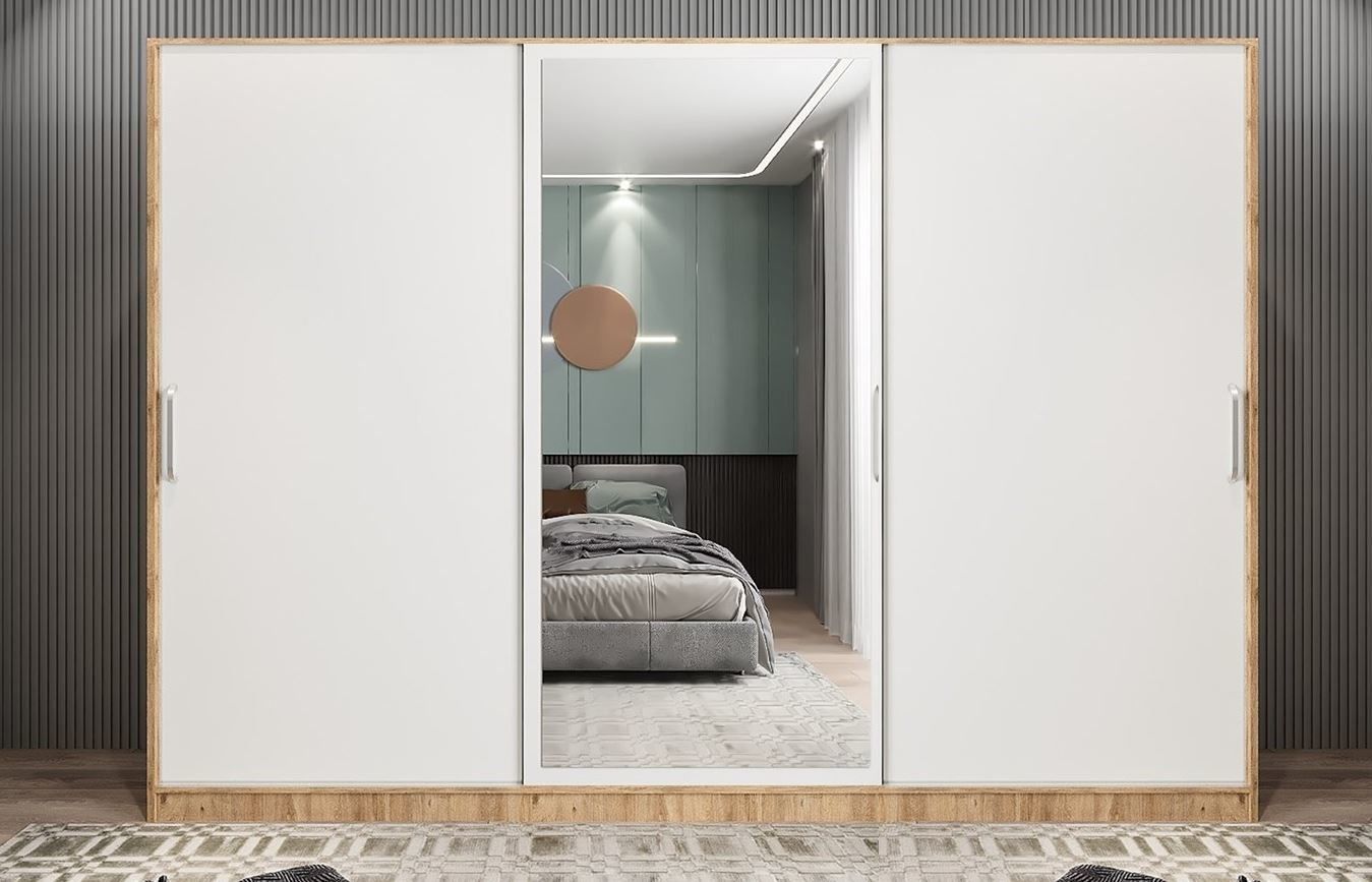 Vino Sürgü Kapaklı Dolap Gardırop Çam Beyaz 240 cm - Ücretsiz Kurulum