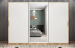 Vino Sürgü Kapaklı Dolap Gardırop Çam Beyaz 240 cm - Ücretsiz Kurulum