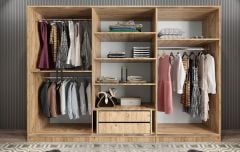 Vino Sürgü Kapaklı Dolap Gardırop Çam Beyaz 240 cm - Ücretsiz Kurulum