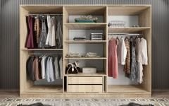 Vino Sürgü Kapaklı Dolap Gardırop Meşe Beyaz 180 cm - Ücretsiz Kurulum