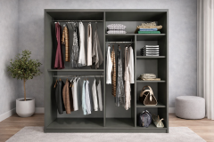 Zen Sürgü Kapaklı Dolap Gardırop Füme Ölçü Seçenekli - Ücretsiz Kurulum