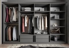 Sementa Membran 8 Kapaklı 4 Çekmeceli Dolap Gardırop Montaj Dahil - Fume Beyaz