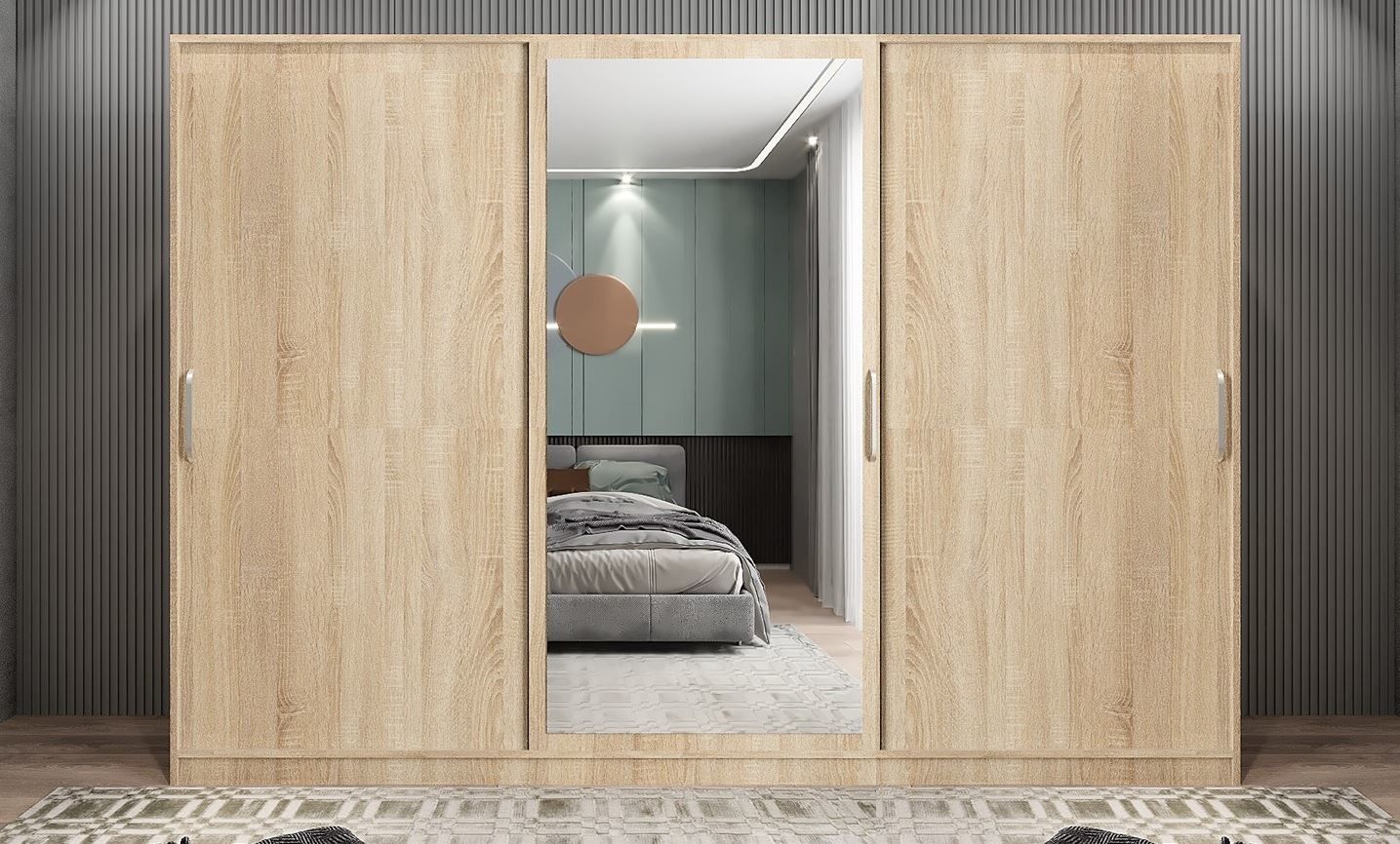 Vino Sürgü Kapaklı Dolap Gardırop Meşe 180 cm - Ücretsiz Kurulum