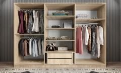 Vino Sürgü Kapaklı Dolap Gardırop Meşe 180 cm - Ücretsiz Kurulum