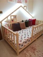 Milano İthal Ladin Ahşap Çatılı Montessori Çocuk Karyola