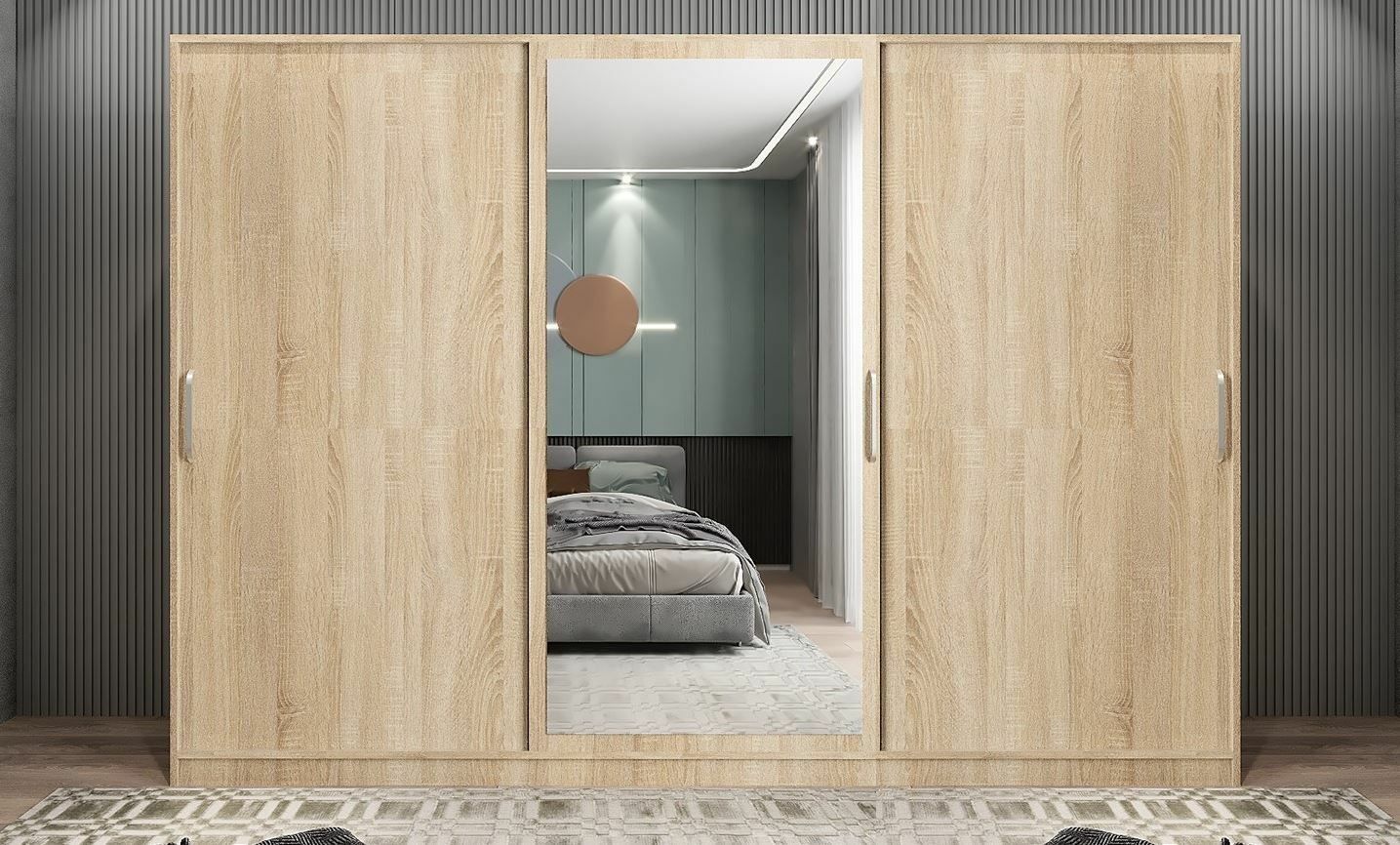 Vino Sürgü Kapaklı Dolap Gardırop Meşe 240 cm - Ücretsiz Kurulum