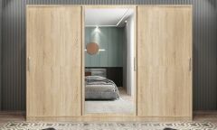 Vino Sürgü Kapaklı Dolap Gardırop Meşe 240 cm - Ücretsiz Kurulum