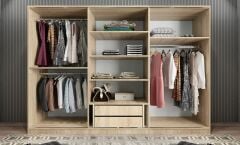 Vino Sürgü Kapaklı Dolap Gardırop Meşe 240 cm - Ücretsiz Kurulum