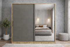 Zen Sürgü Kapaklı Dolap Gardırop Çam Füme Ölçü Seçenekli - Ücretsiz Kurulum