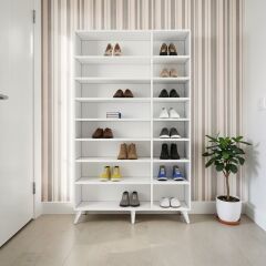 Duke 3 Kapaklı Ayakkabılık Beyaz 105 cm M1- Ücretsiz Kurulum