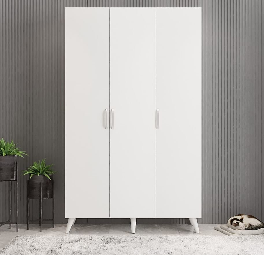 Duke 3 Kapaklı Ayakkabılık Beyaz 105 cm M1- Ücretsiz Kurulum