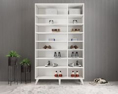 Duke 3 Kapaklı Ayakkabılık Beyaz 105 cm M1- Ücretsiz Kurulum