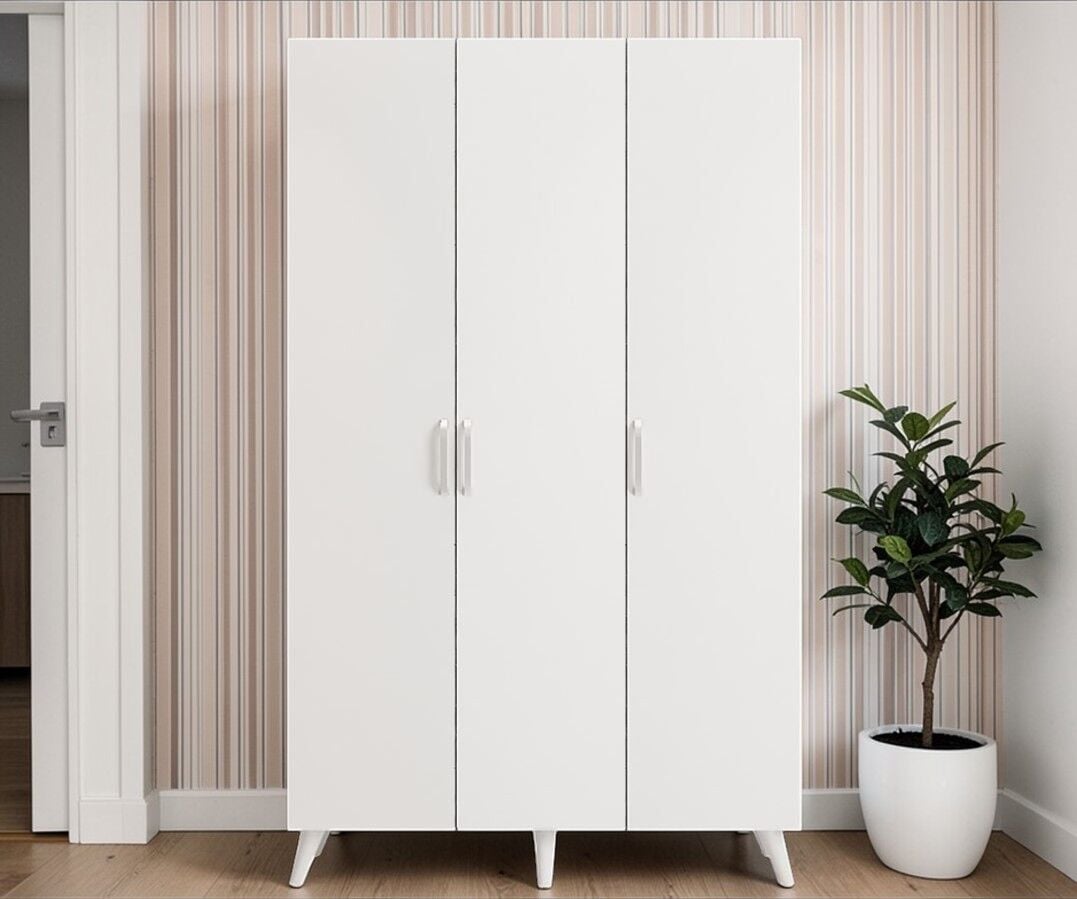 Duke 3 Kapaklı Ayakkabılık Beyaz 120 cm M1- Ücretsiz Kurulum