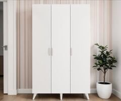 Duke 3 Kapaklı Ayakkabılık Beyaz 120 cm M1- Ücretsiz Kurulum