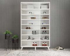 Duke 3 Kapaklı Ayakkabılık Beyaz 135 cm M1- Ücretsiz Kurulum