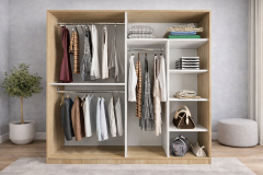 Zen Sürgü Kapaklı Dolap Gardırop Meşe Beyaz Ölçü Seçenekli - Ücretsiz Kurulum