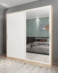 Zen Sürgü Kapaklı Dolap Gardırop Meşe Beyaz Ölçü Seçenekli - Ücretsiz Kurulum