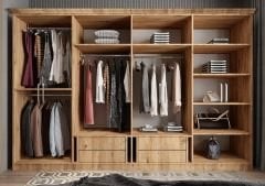 Falcon Membran 8 Kapaklı 4 Çekmeceli Dolap Gardırop Montaj Dahil - Cam Beyaz