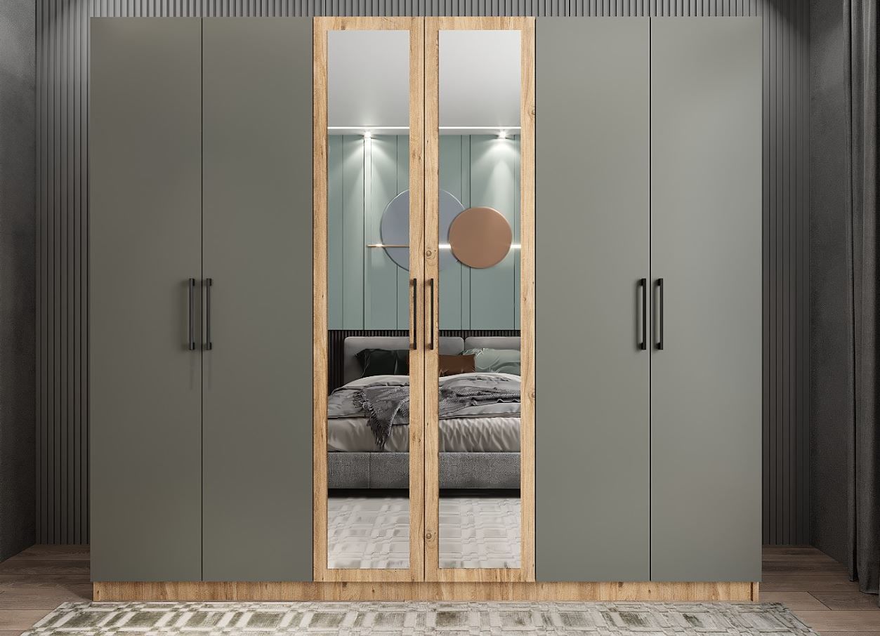 Alessi 6 Kapaklı Dolap Gardırop Çam Füme