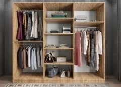 Alessi 6 Kapaklı Dolap Gardırop Çam Füme