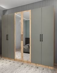 Alessi 6 Kapaklı Dolap Gardırop Çam Füme